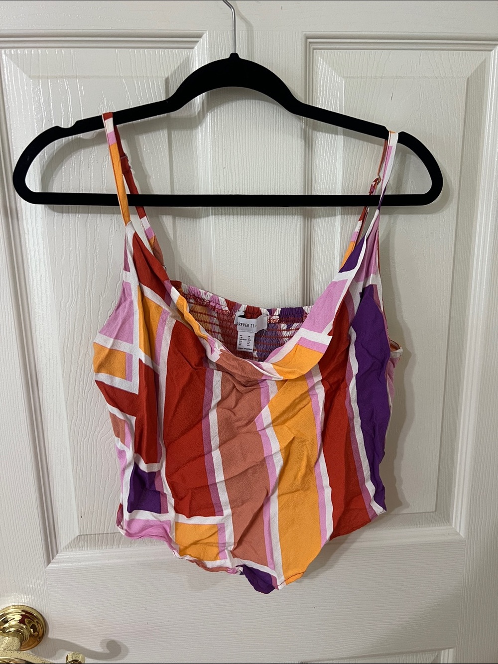 Forever 21 Multicolor Striped Cowl Neck Cami - Orange, Purple, Pink, Red